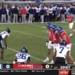 Ole Miss lines up to attempt a 4th-down play against Duke in the Gator Bowl.
